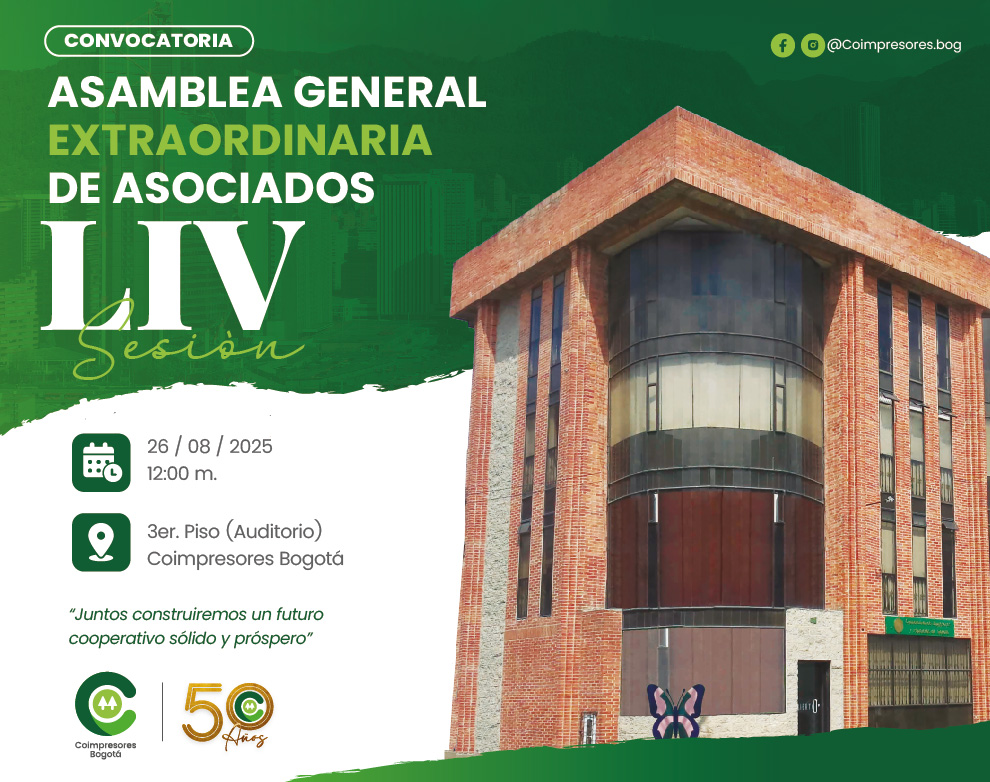 Convocatoria -  LIV Asamblea General Ordinaria de Asociados de la Cooperativa de Impresores de Bogotá